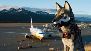 Robot renard dans l’aéroport de Fairbanks, dans l’État d’Alaska